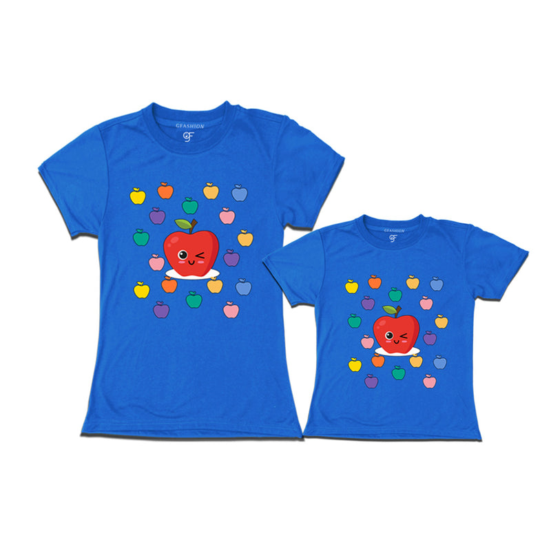 apple t shirts for mom and daughter in Blue Color available @ gfashion.jpg