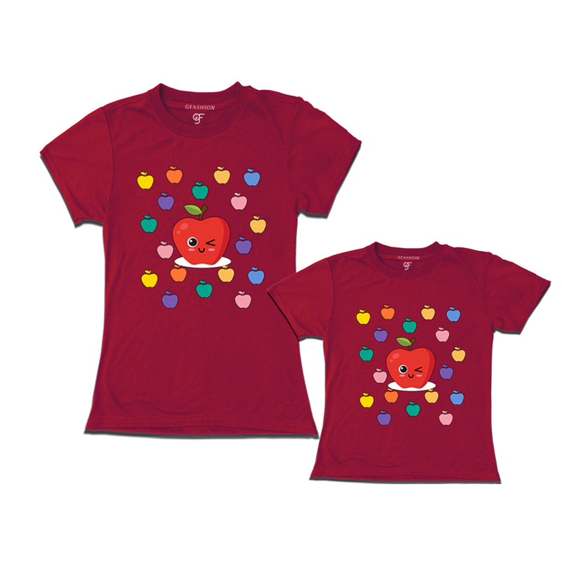 apple t shirts for mom and daughter in Maroon Color available @ gfashion.jpg