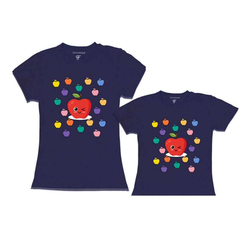 apple t shirts for mom and daughter in Navy Color available @ gfashion.jpg
