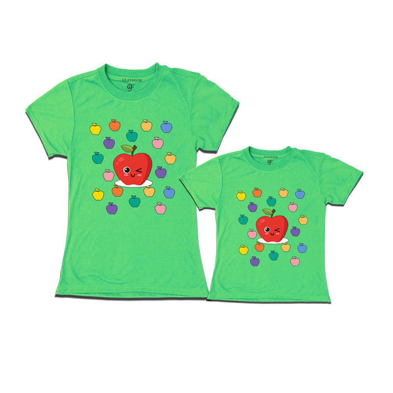 apple t shirts for mom and daughter in Pista Green Color available @ gfashion.jpg