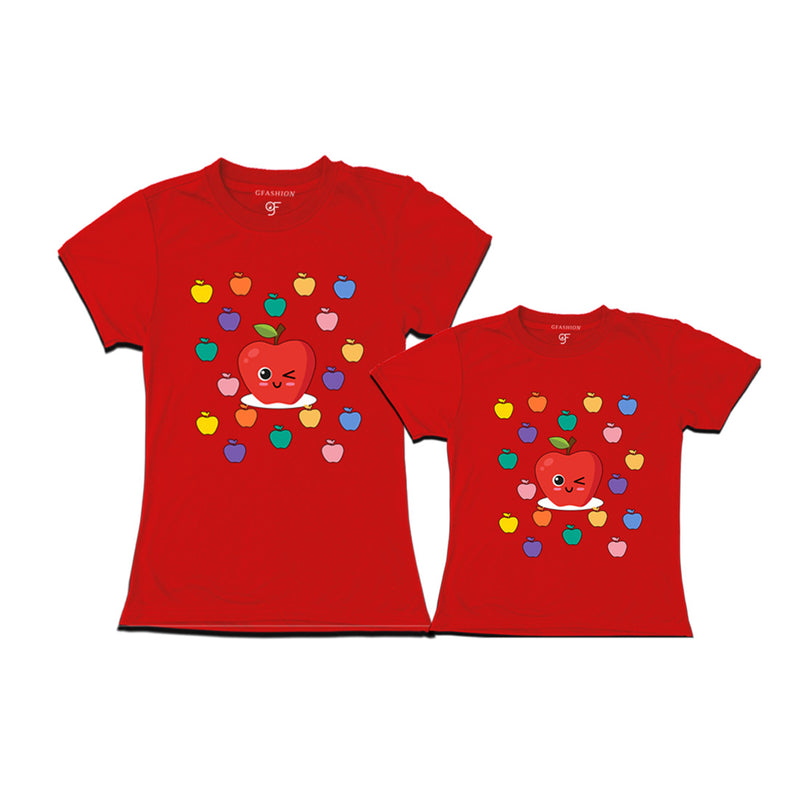 apple t shirts for mom and daughter in Red Color available @ gfashion.jpg