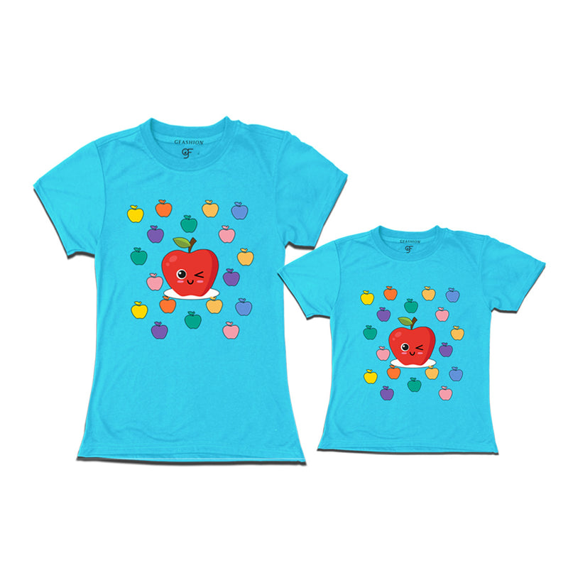 apple t shirts for mom and daughter in Sky Blue Color available @ gfashion.jpg