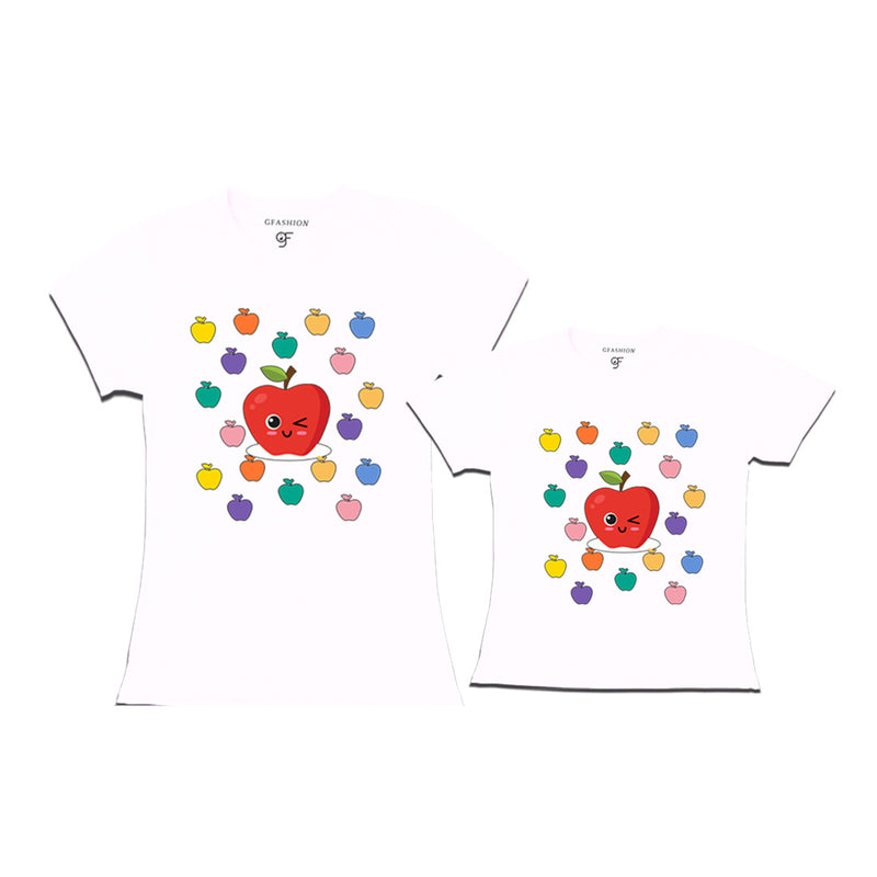 apple t shirts for mom and daughter in White Color available @ gfashion.jpg