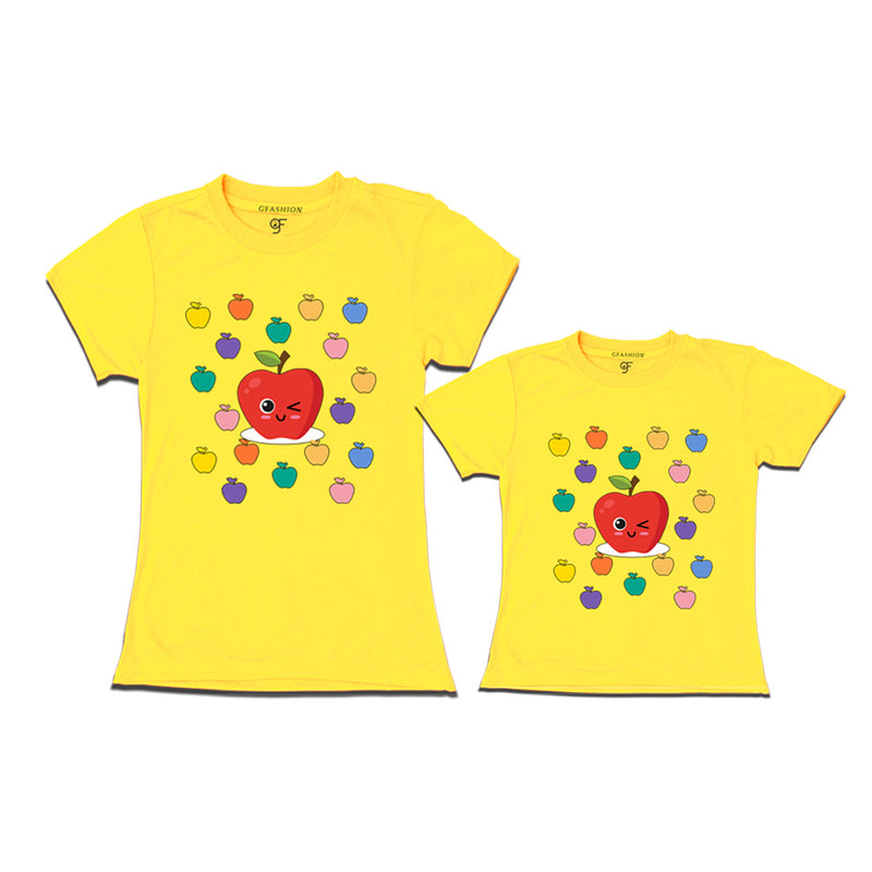 apple t shirts for mom and daughter in Yellow Color available @ gfashion.jpg
