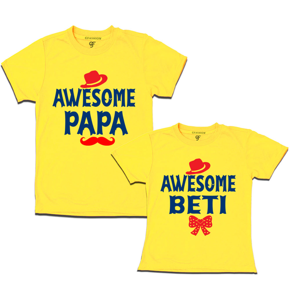 awesome papa beti father daughter t shirts