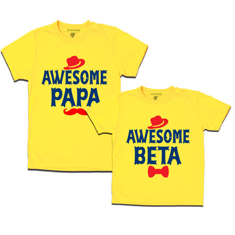 Awesome papa beta father and son t-shirts