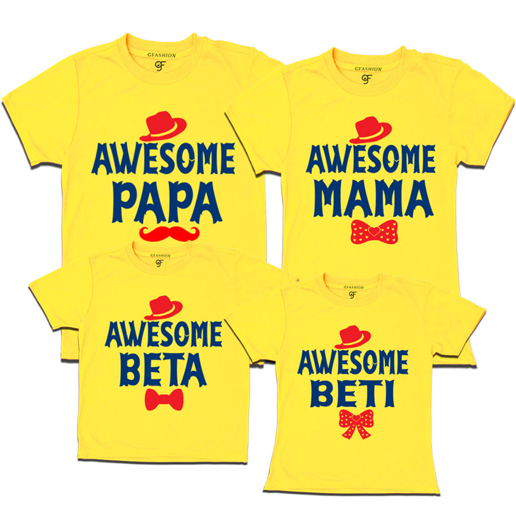 Awesome papa mama beta beti Family T shirts