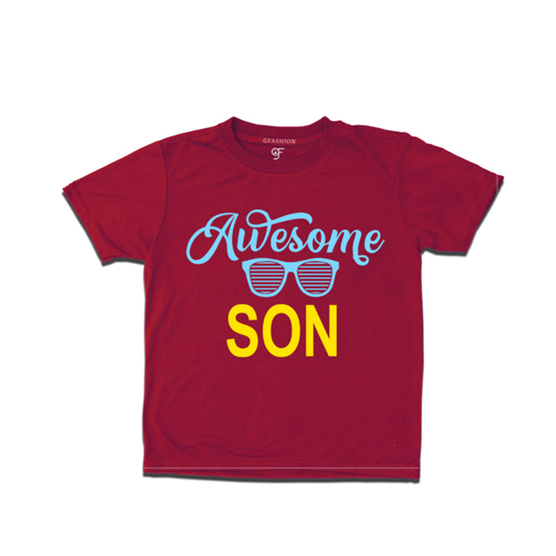 Awesome Son Printed T-shirts For Boys-Maroon