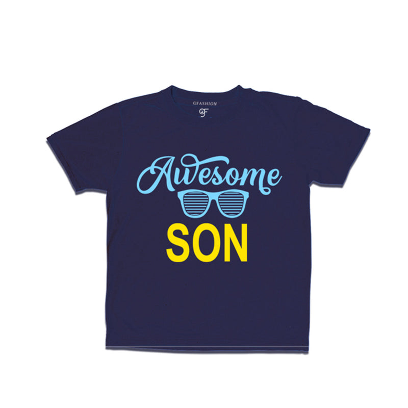 Awesome Son Printed T-shirts For Boys-Navy