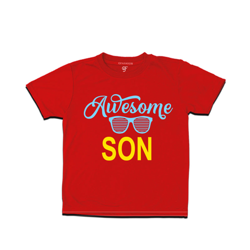 Awesome Son Printed T-shirts For Boys-Red