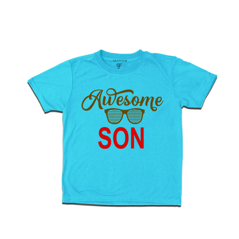 Awesome Son Printed T-shirts For Boys-sky Blue