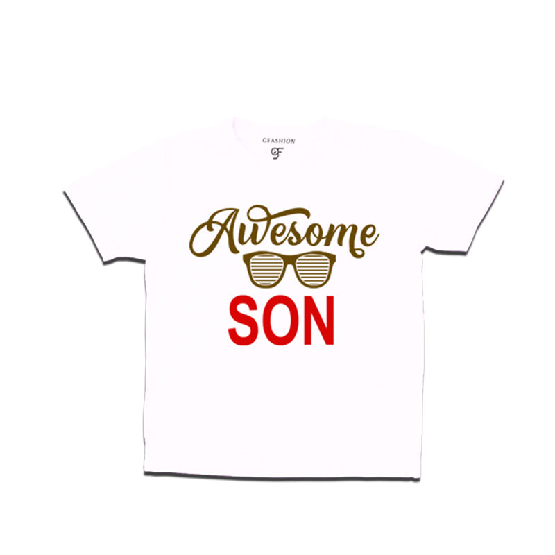 Awesome Son Printed T-shirts For Boys-White