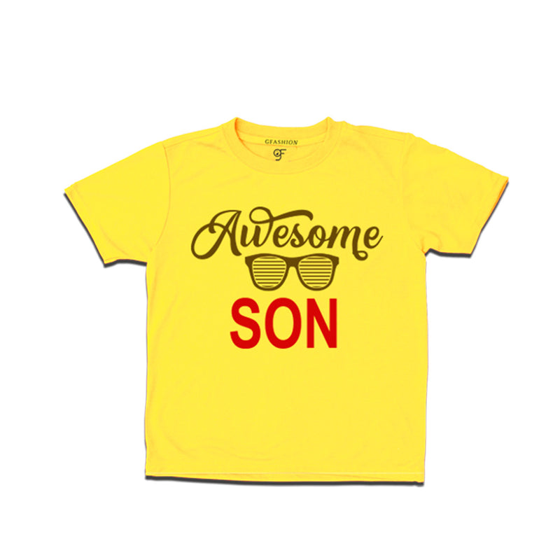 Awesome Son Printed T-shirts For Boys-Yellow