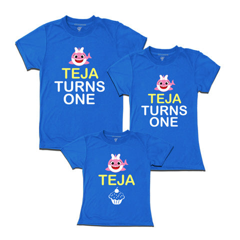 baby shark theme -turns one birthday custom name t shirts