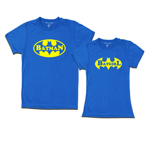 Batman Batgirl-Couple T-shirts-gfashion-blue