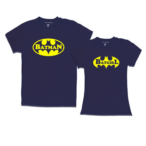 Batman Batgirl-Couple T-shirts-gfashion-navy
