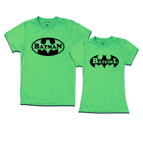 Batman Batgirl-Couple T-shirts-gfashion-pistagreen