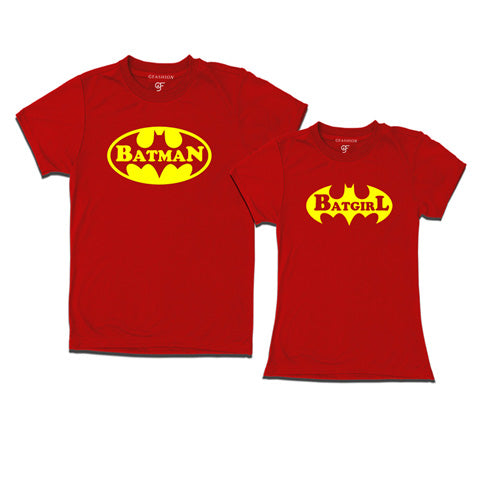 Batman Batgirl-Couple T-shirts-gfashion-Red