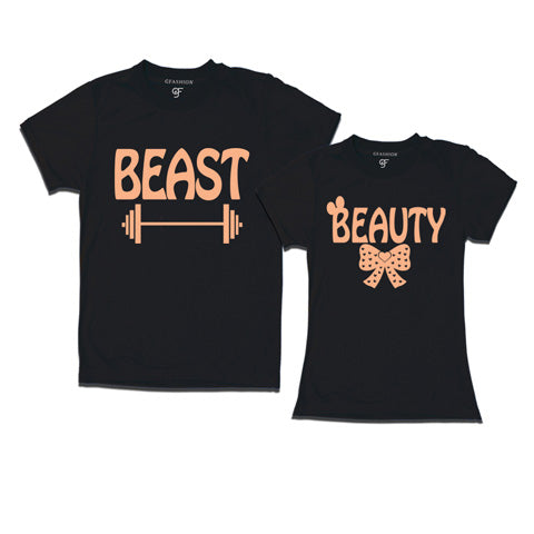 Beast Beauty-Couple T-shirts-gfashion-black