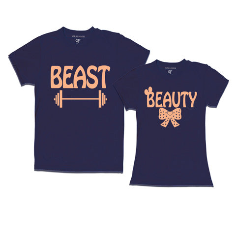 Beast Beauty-Couple T-shirts-gfashion-navy