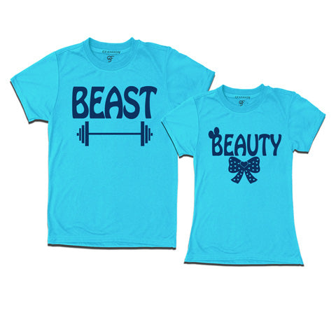 Beast Beauty-Couple T-shirts-gfashion-skyblue