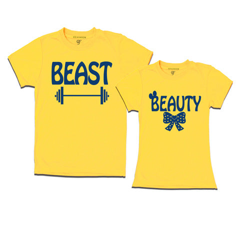 Beast Beauty-Couple T-shirts-gfashion-yellow