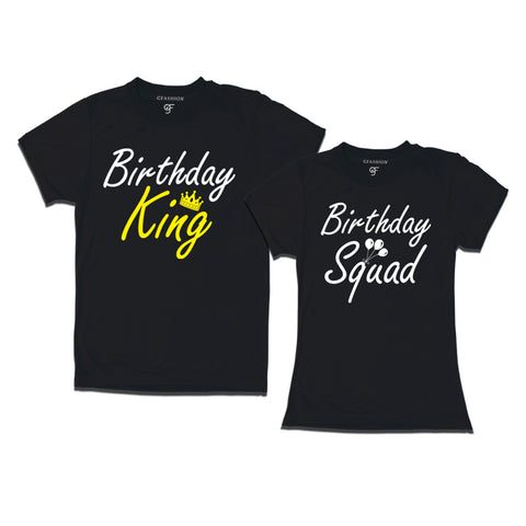 Birthday King-Birthday Squad couple t shirts