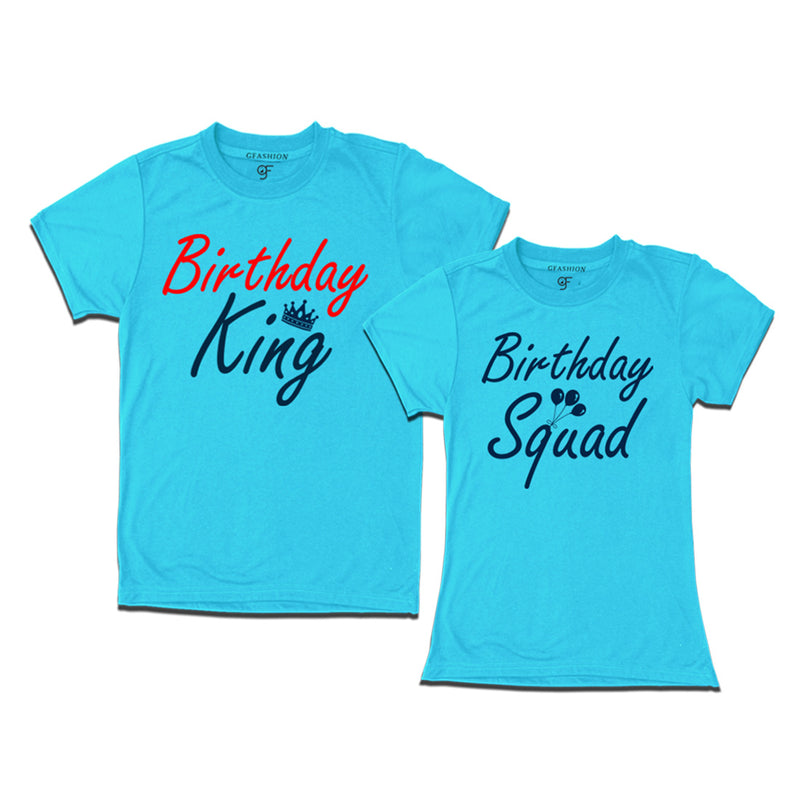 Birthday King-Birthday Squad couple t shirts