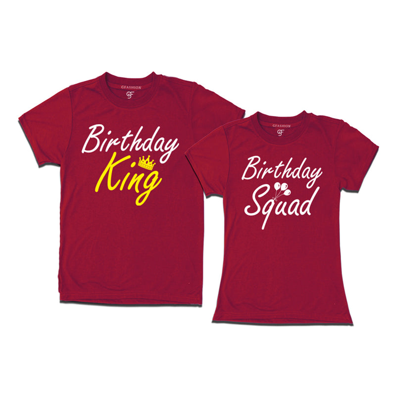 Birthday King-Birthday Squad couple t shirts