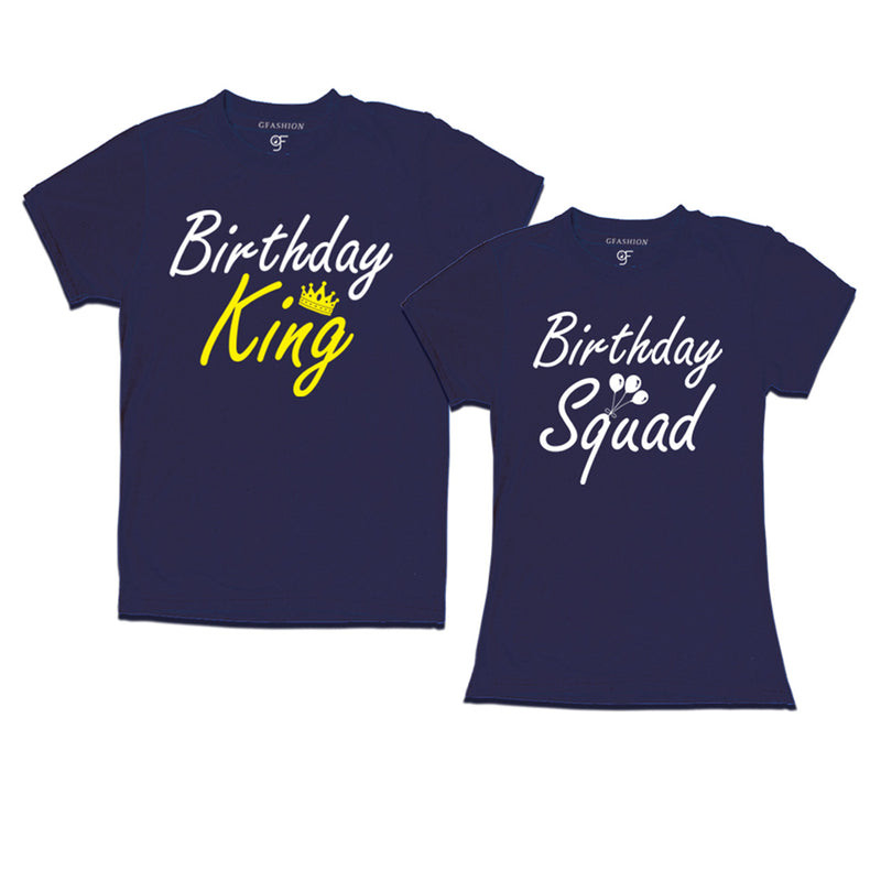 Birthday King-Birthday Squad couple t shirts