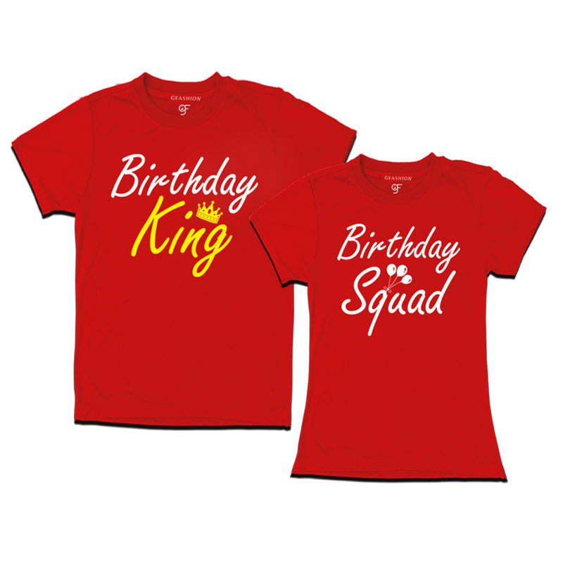 Birthday King-Birthday Squad couple t shirts