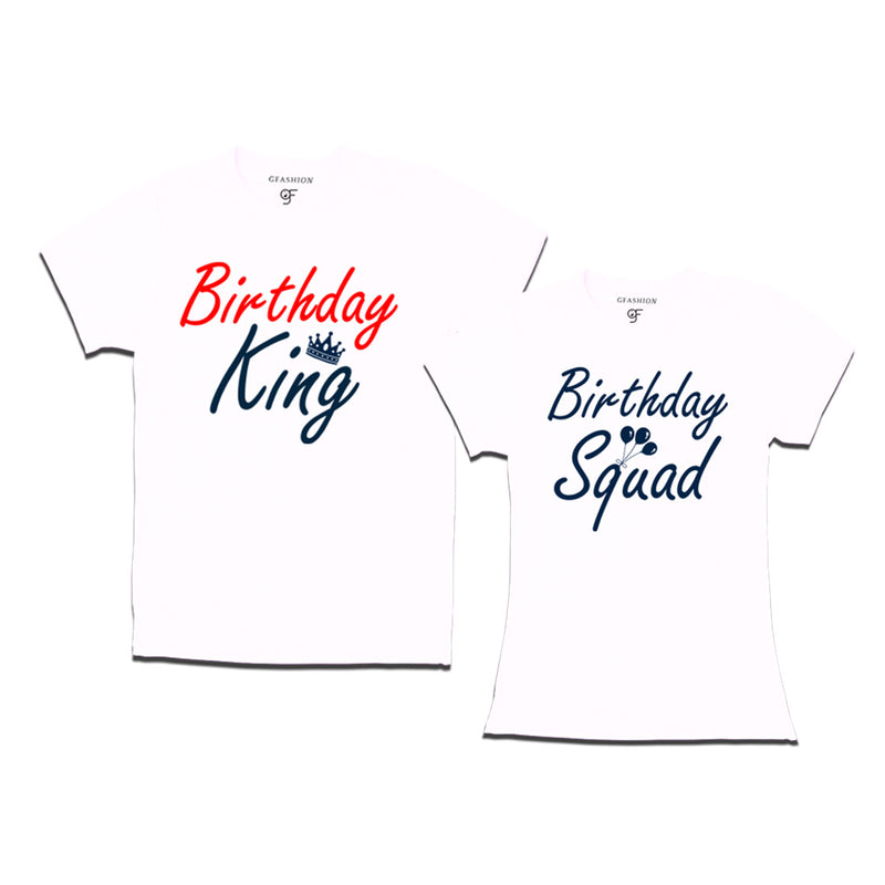 Birthday King-Birthday Squad couple t shirts