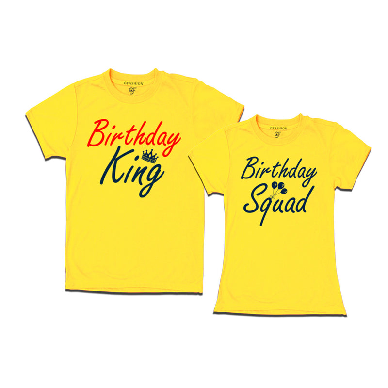 Birthday King-Birthday Squad couple t shirts