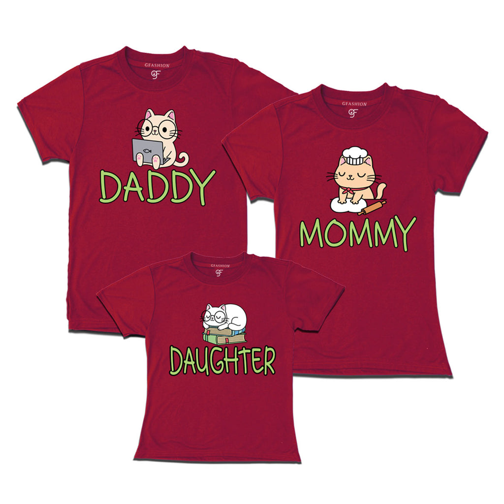 cute cat print family t-shirts