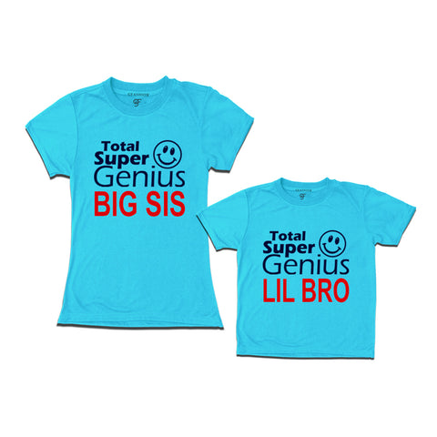 Super Genius Big Sis Lil Bro T-shirts in Sky Blue Color-gfashio
