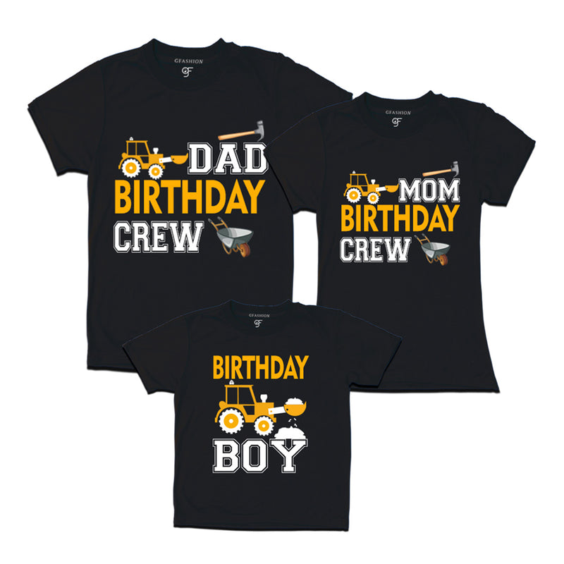 Construction-Earth Mover Theme Birthday T-shirts for Dad Mom and Son