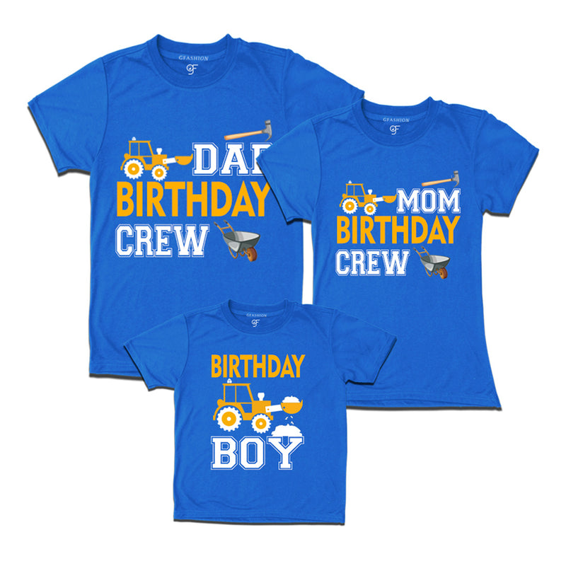 Construction-Earth Mover Theme Birthday T-shirts for Dad Mom and Son