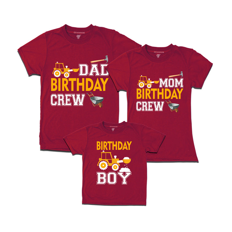 Construction-Earth Mover Theme Birthday T-shirts for Dad Mom and Son