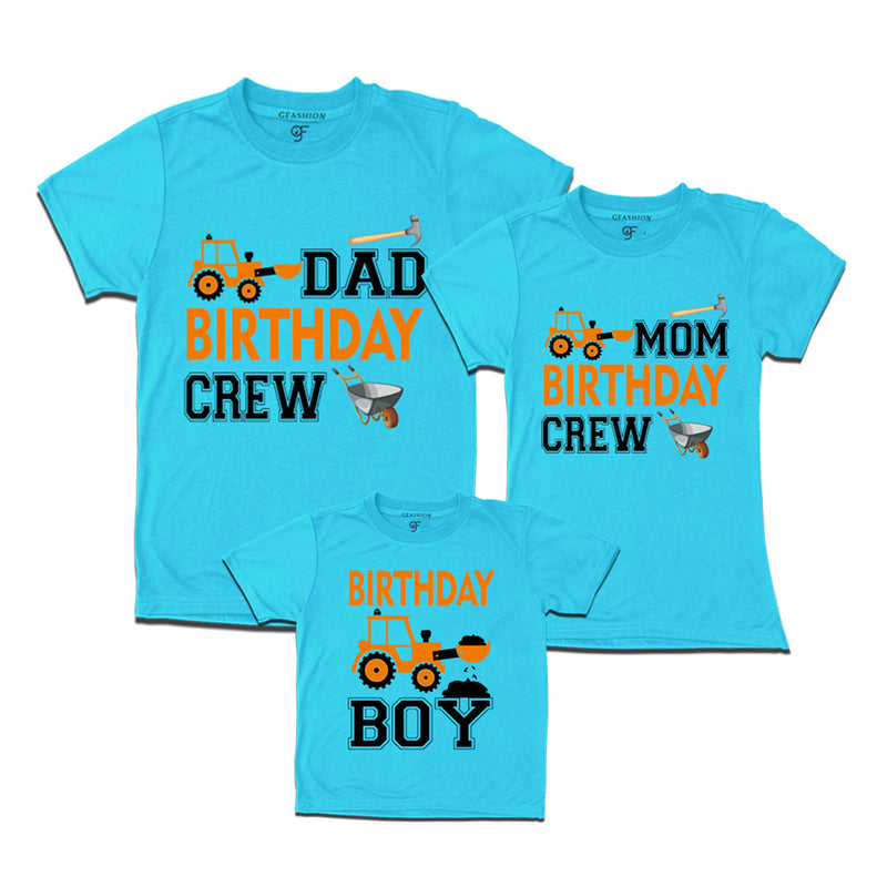 Construction-Earth Mover Theme Birthday T-shirts for Dad Mom and Son