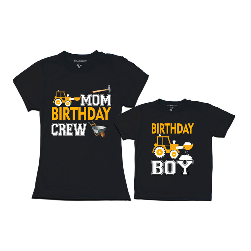 Construction-Earth Mover Theme Birthday T-shirts for Mom and Son