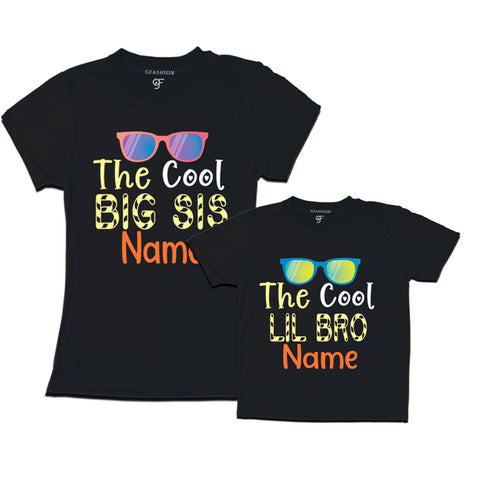 The Cool Big Sis- Lil Bro Combo T-shirts name customize