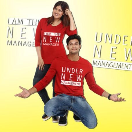 Couple T-shirt Full Sleeve- New Management