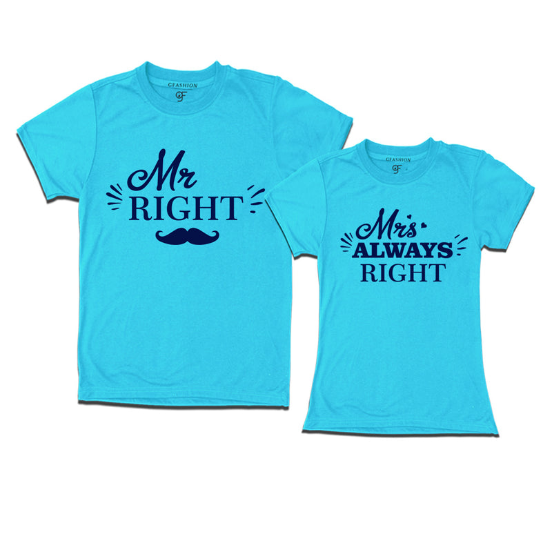 Mr and Mrs right matching couples t-shirt