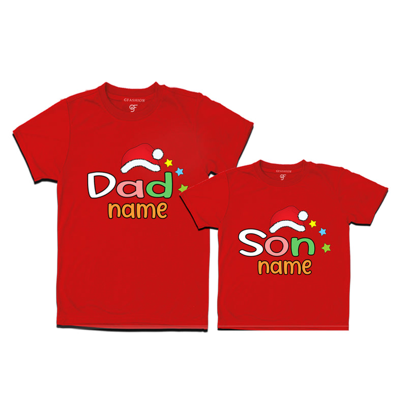 dad and son dress for christmas with name customize