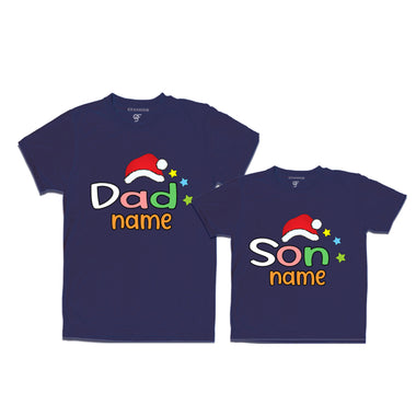 dad and son dress for christmas with name customize