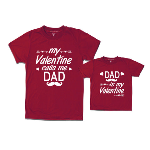 my valentine calls me dad- dad is my valentine t shirts in maroon color @ gfashion