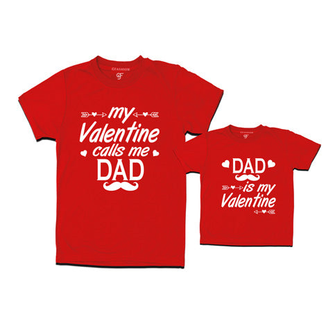 my valentine calls me dad- dad is my valentine t shirts in red color @ gfashion
