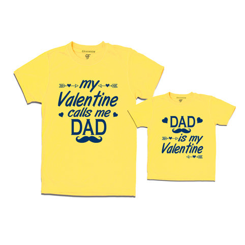 my valentine calls me dad- dad is my valentine t shirts in yellow color @ gfashion