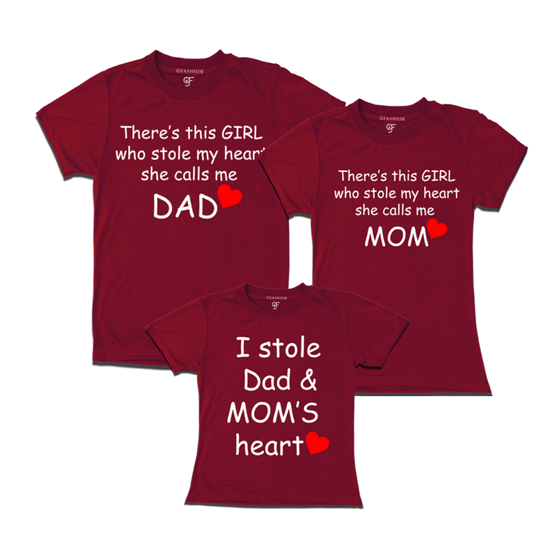 gfashion there's this girl who stole my heart she calls me dad family t-shirts-maroon