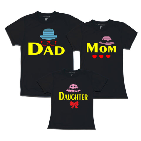 dad mom daughter printed t shirts